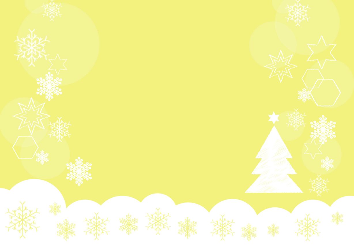 可愛いイラスト無料｜雪の結晶 クリスマスツリー 黄色 背景 − free 