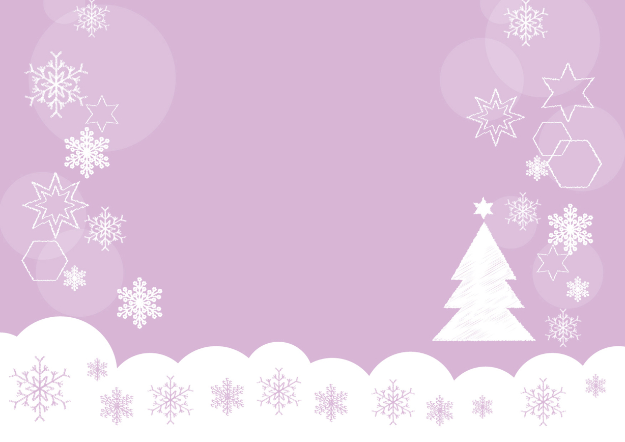 可愛いイラスト無料 雪の結晶 クリスマスツリー 紫色 背景 Free