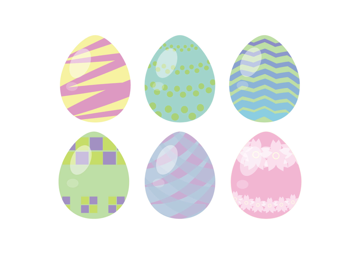 可愛いイラスト無料 イースターエッグ 6つ Free Illustration 6 Easter Eggs 公式 イラストダウンロード