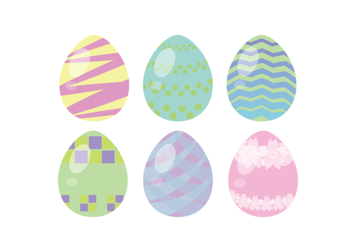 可愛いイラスト無料 イースターエッグ 6つ Free Illustration 6 Easter Eggs 公式 イラスト素材サイト イラストダウンロード