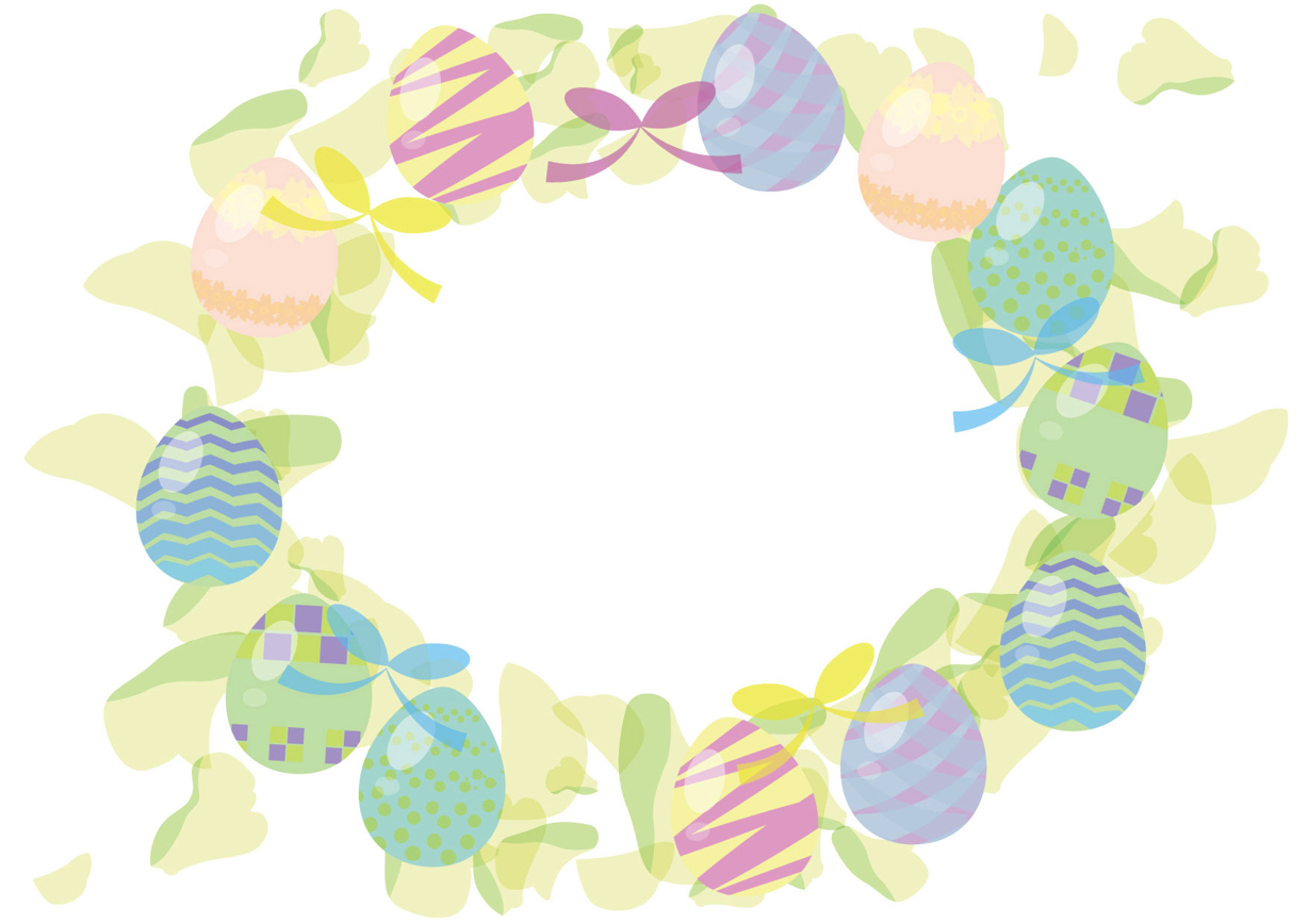 可愛いイラスト無料 イースターエッグ リース グリーン Free Illustration Easter Egg Wreath Green 公式 イラスト素材サイト イラストダウンロード