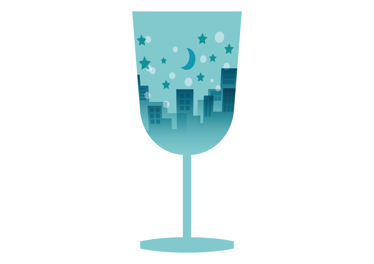 可愛いイラスト無料 ワイングラス 町並み 青色 Free Illustration Wine Glass Townscape Blue 公式 イラストダウンロード