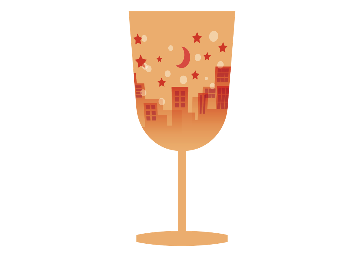 可愛いイラスト無料 ワイングラス 町並み オレンジ色 Free Illustration Wine Glass Townscape Orange 公式 イラスト素材サイト イラストダウンロード