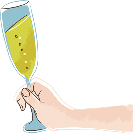 手書きイラスト無料 シャンパンを持つ手 右 公式 イラストダウンロード