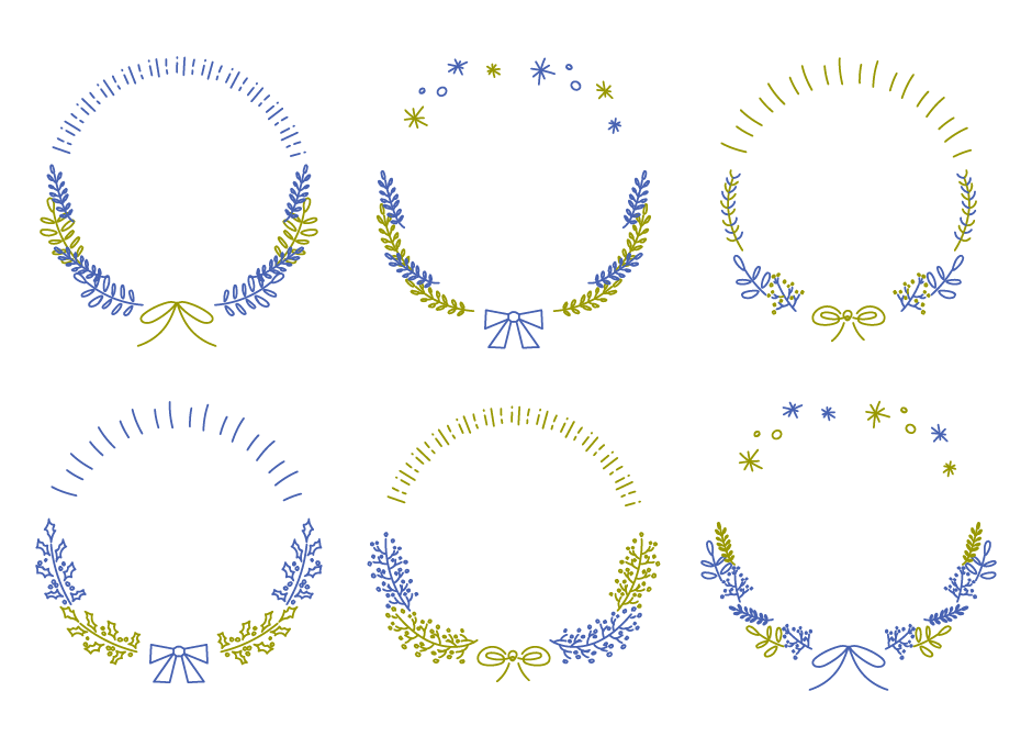 イラスト無料 シンプルなボタニカル円フレーム 青色 黄色 4 公式 イラストダウンロード
