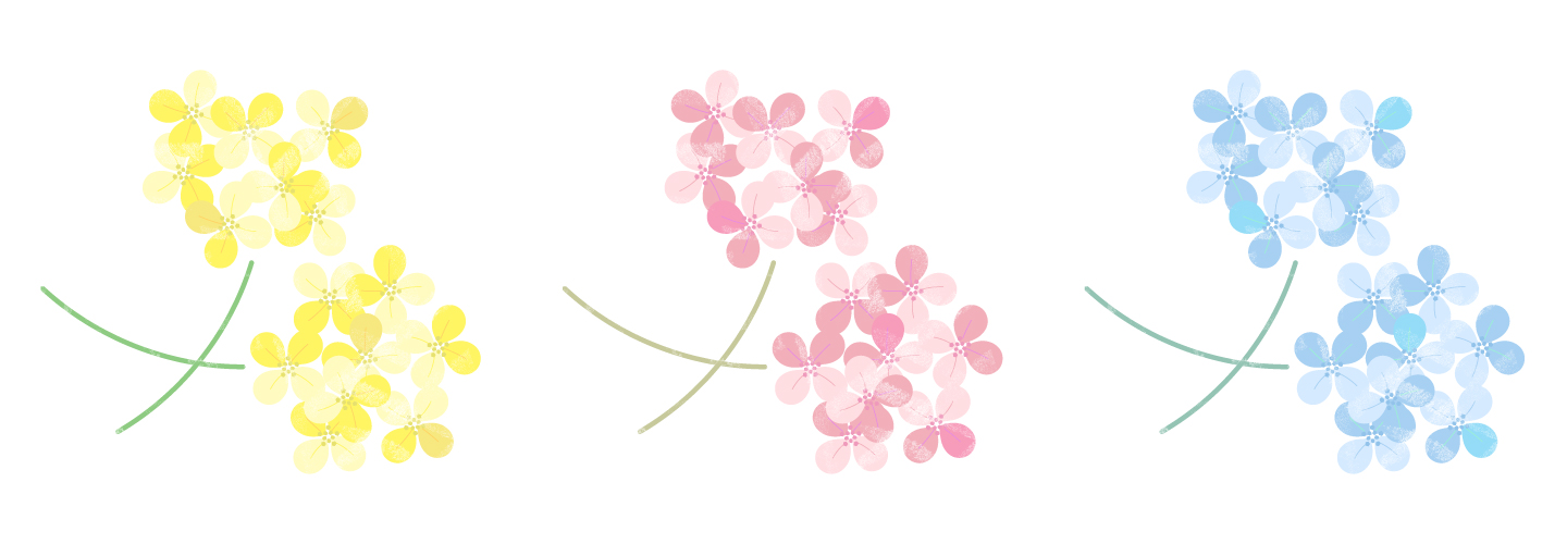 イラスト無料 シンプルな花のイラスト 菜の花 黄色 ピンク 青色 公式 イラストダウンロード