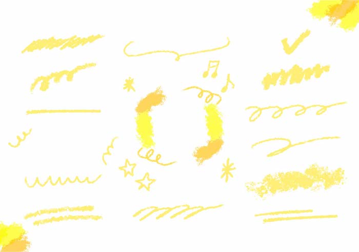 イラスト無料 いろいろ使えるクレヨンのテキストあしらい 黄色 公式 イラストダウンロード