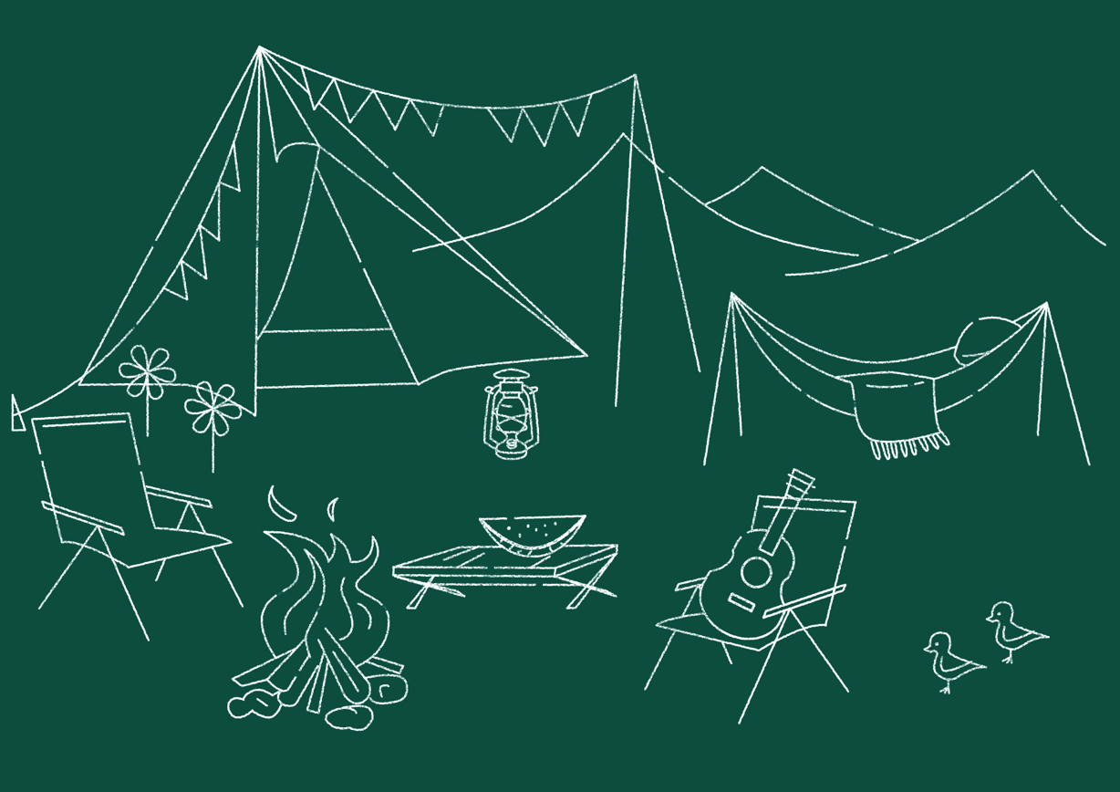 手書きイラスト無料 キャンプ 黒板 線画 公式 イラスト素材サイト イラストダウンロード