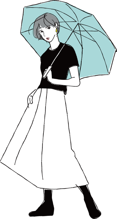 手書きイラスト無料 手書き 傘をさす女性 公式 イラスト素材サイト イラストダウンロード