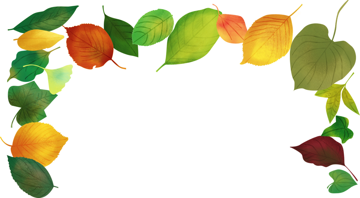 手書きイラスト無料 手書き 様々な葉っぱ 背景 上部 秋 夏 公式 イラスト素材サイト イラストダウンロード