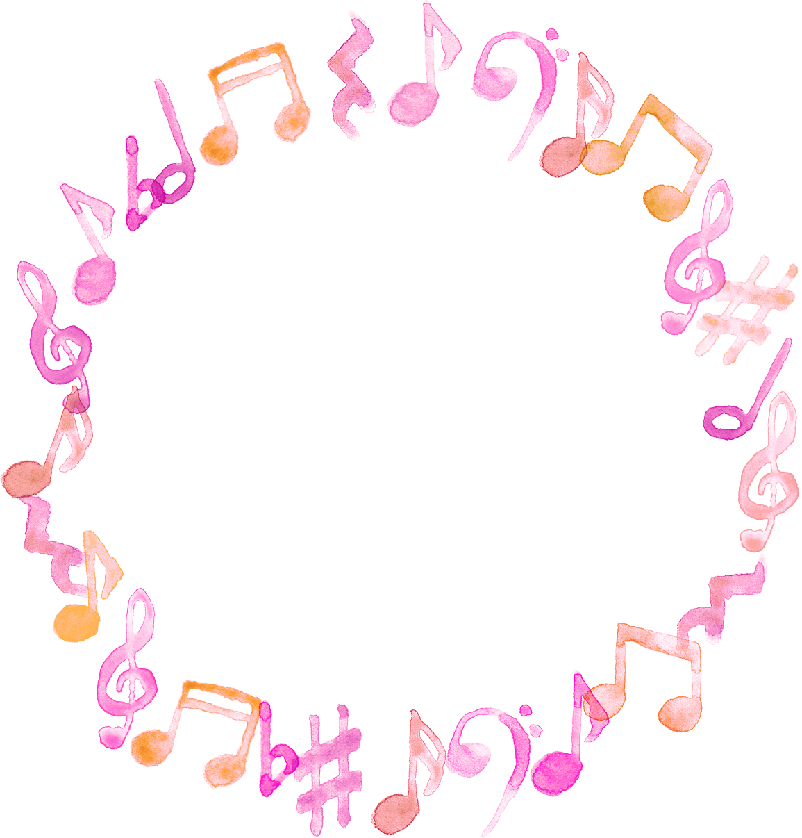 可愛いイラスト無料 音符 音楽 フレーム ピンク色 公式 イラストダウンロード