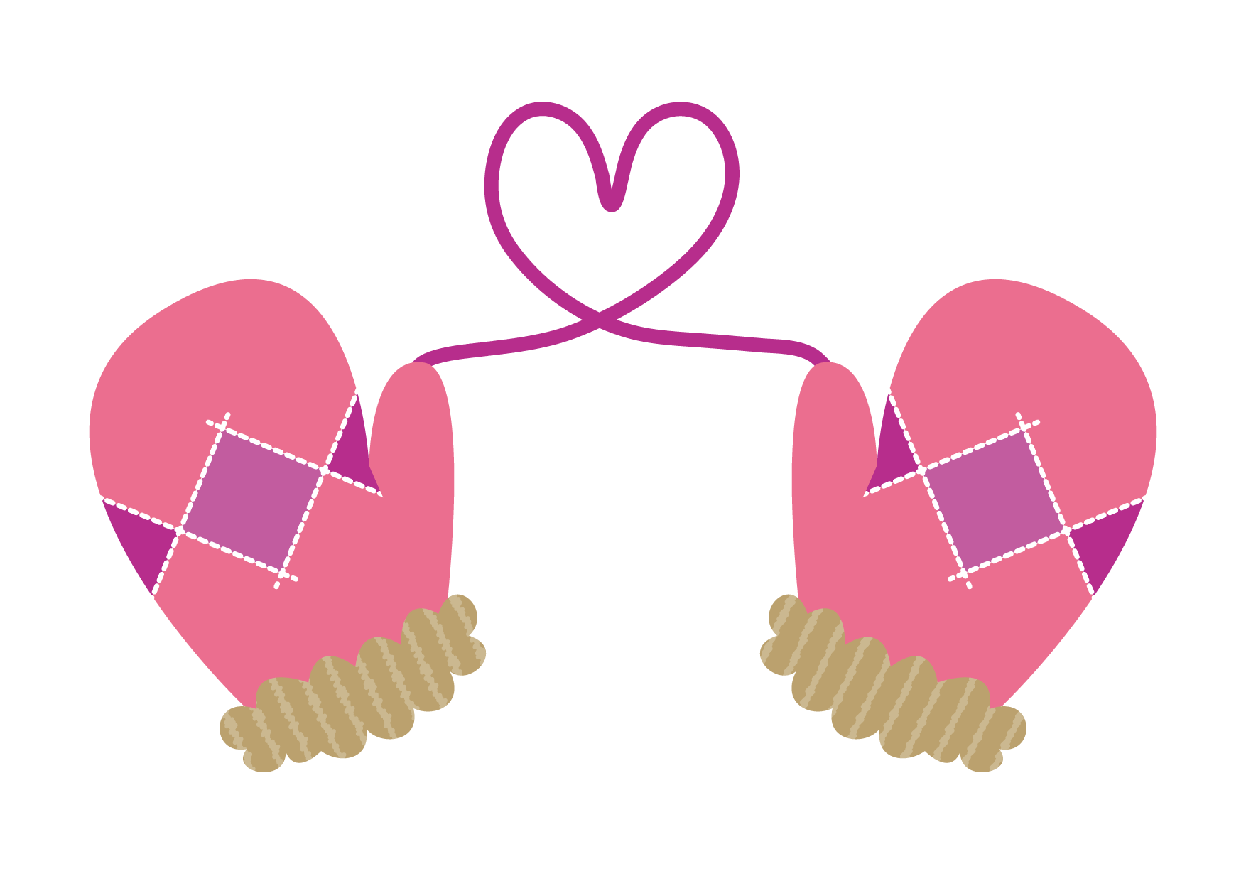 可愛いイラスト無料｜手袋 ハート ピンク − free illustration Gloves Heart Pink | イラストダウンロード