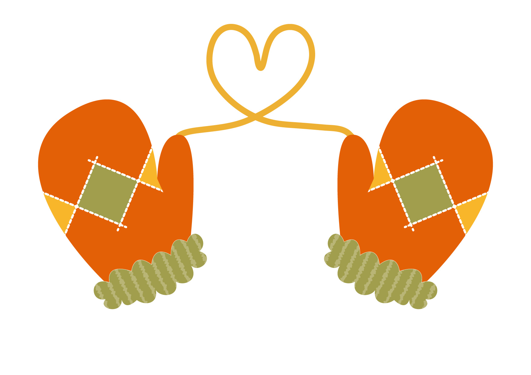 可愛いイラスト無料 手袋 ハート オレンジ色 Free Illustration Gloves Heart Orange 公式 イラスト ダウンロード