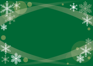 クリスマス　緑　雪の結晶　背景　イラスト　無料