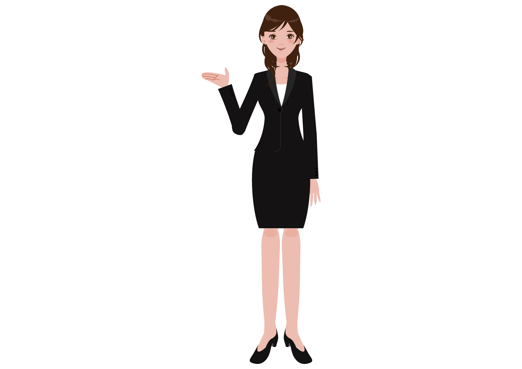 可愛いイラスト無料｜女性　スーツ　OL　ポーズ　全身 − free illustration Female suit office lady pose full body