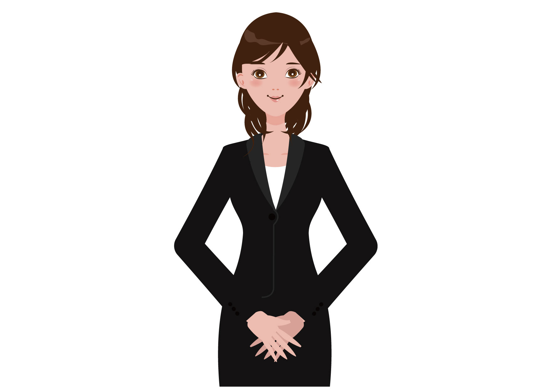 可愛いイラスト無料｜女性　スーツ　OL　ポーズ　手　バストアップ − free illustration Female suit pose hand