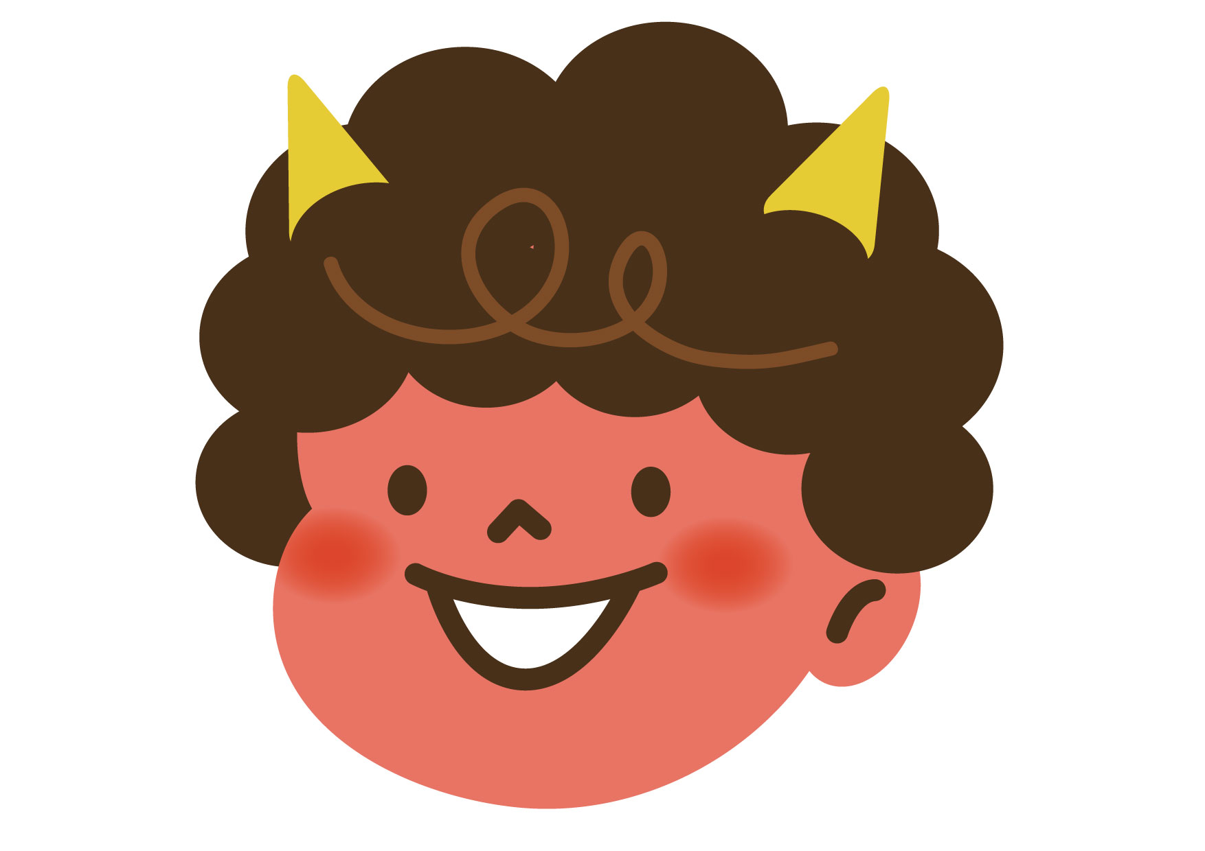 可愛いイラスト無料｜節分　可愛い　赤鬼　顔　アップ − free illustration Setsubun cute red demon face
