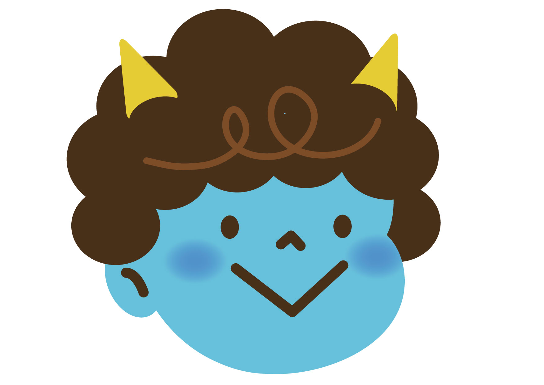 可愛いイラスト無料｜節分　可愛い　青鬼　顔　アップ − free illustration Setsubun cute blue demon face