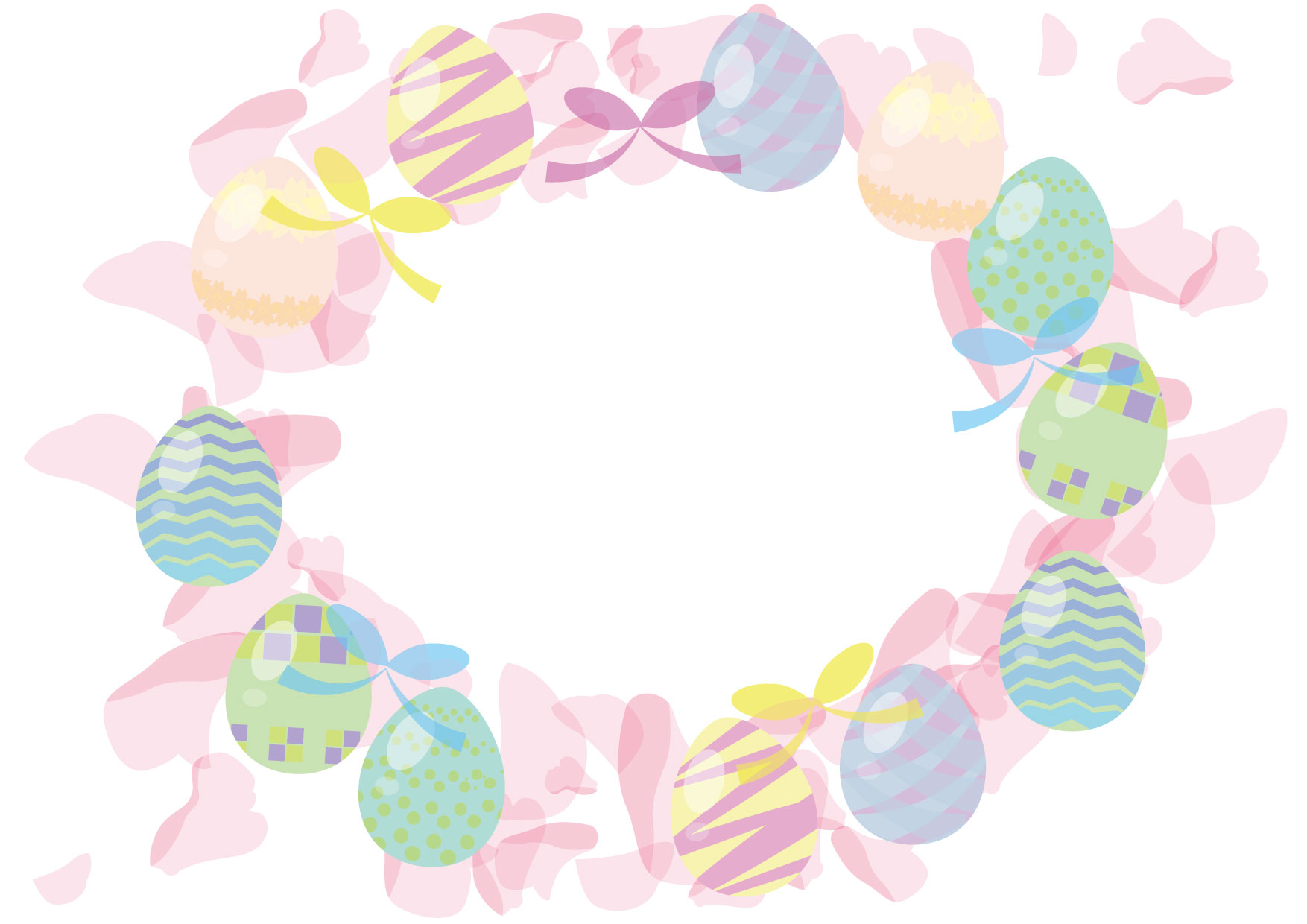 可愛いイラスト無料｜イースターエッグ　リース　ピンク − free illustration Easter egg wreath pink
