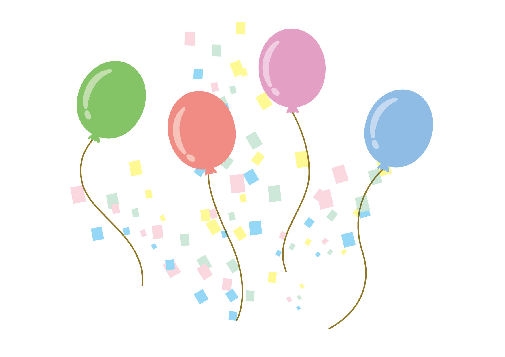 可愛いイラスト無料｜風船　紙吹雪 − free illustration Balloons confetti