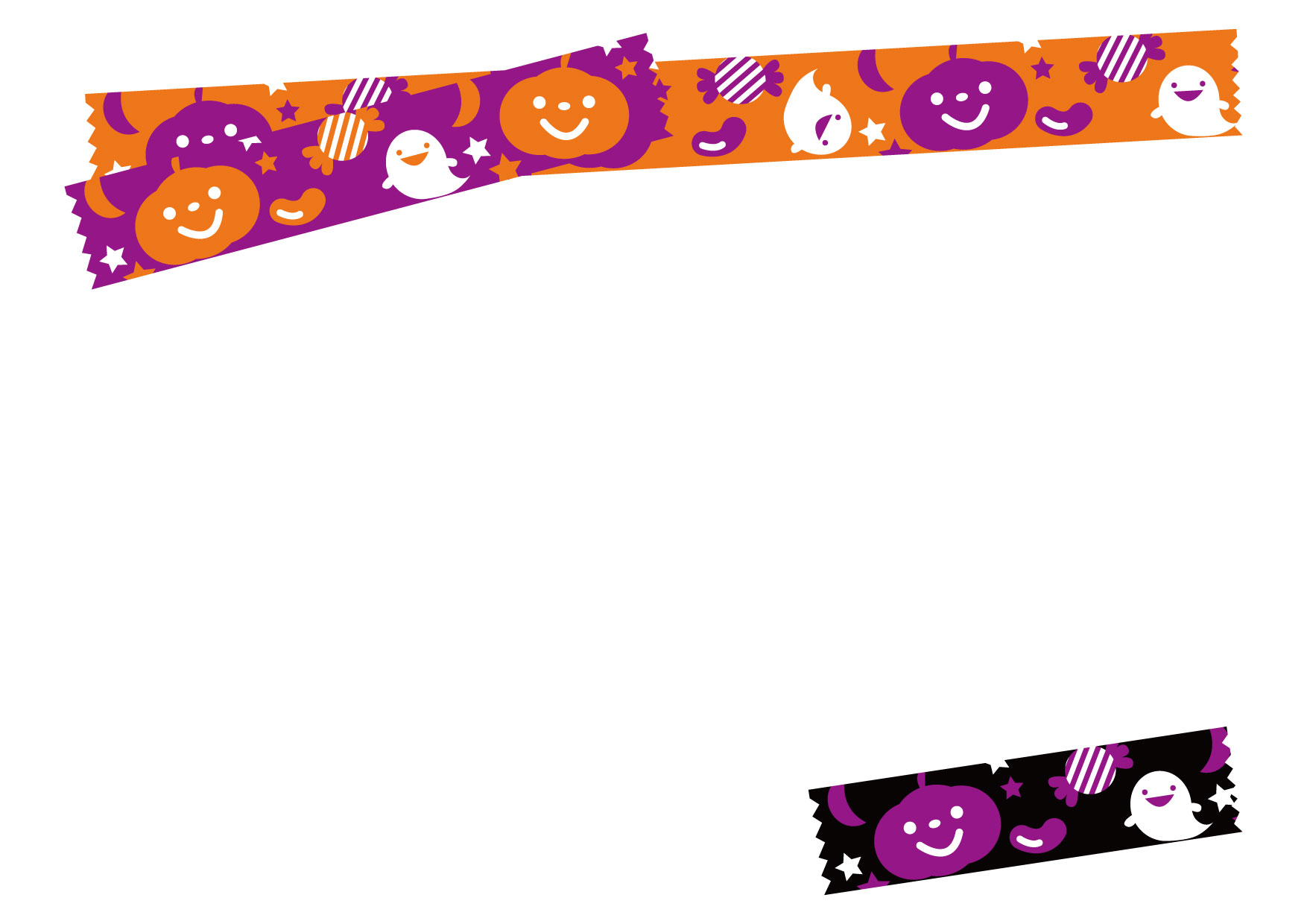 可愛いイラスト無料｜ハロウィン　マスキングテープ　紫　黒　オレンジ − free illustration Halloween masking tape purple black orange