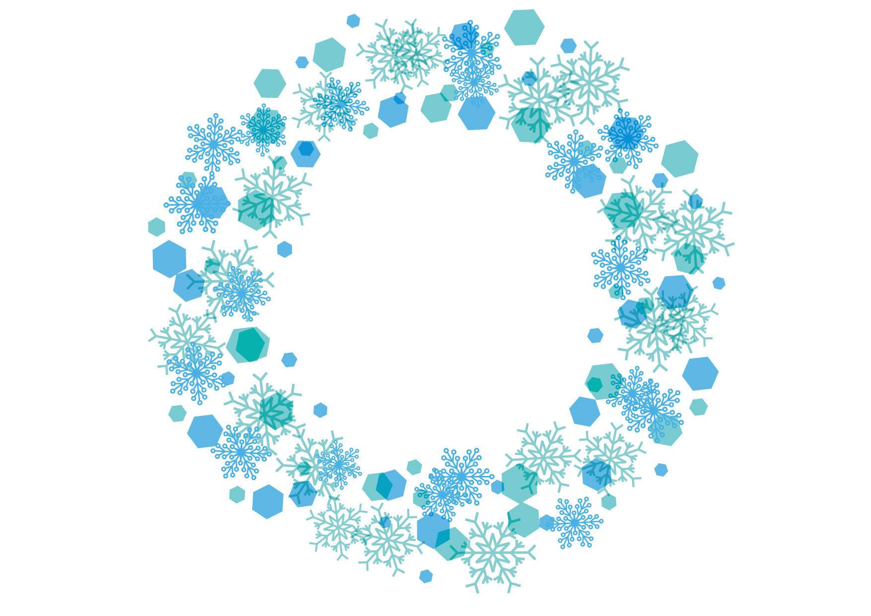 可愛いイラスト無料｜雪の結晶　フレーム　背景　青色 − free illustration Snowflakes frame background blue