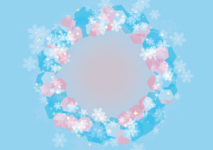 雪の結晶　背景　フレーム　水色　イラスト　無料