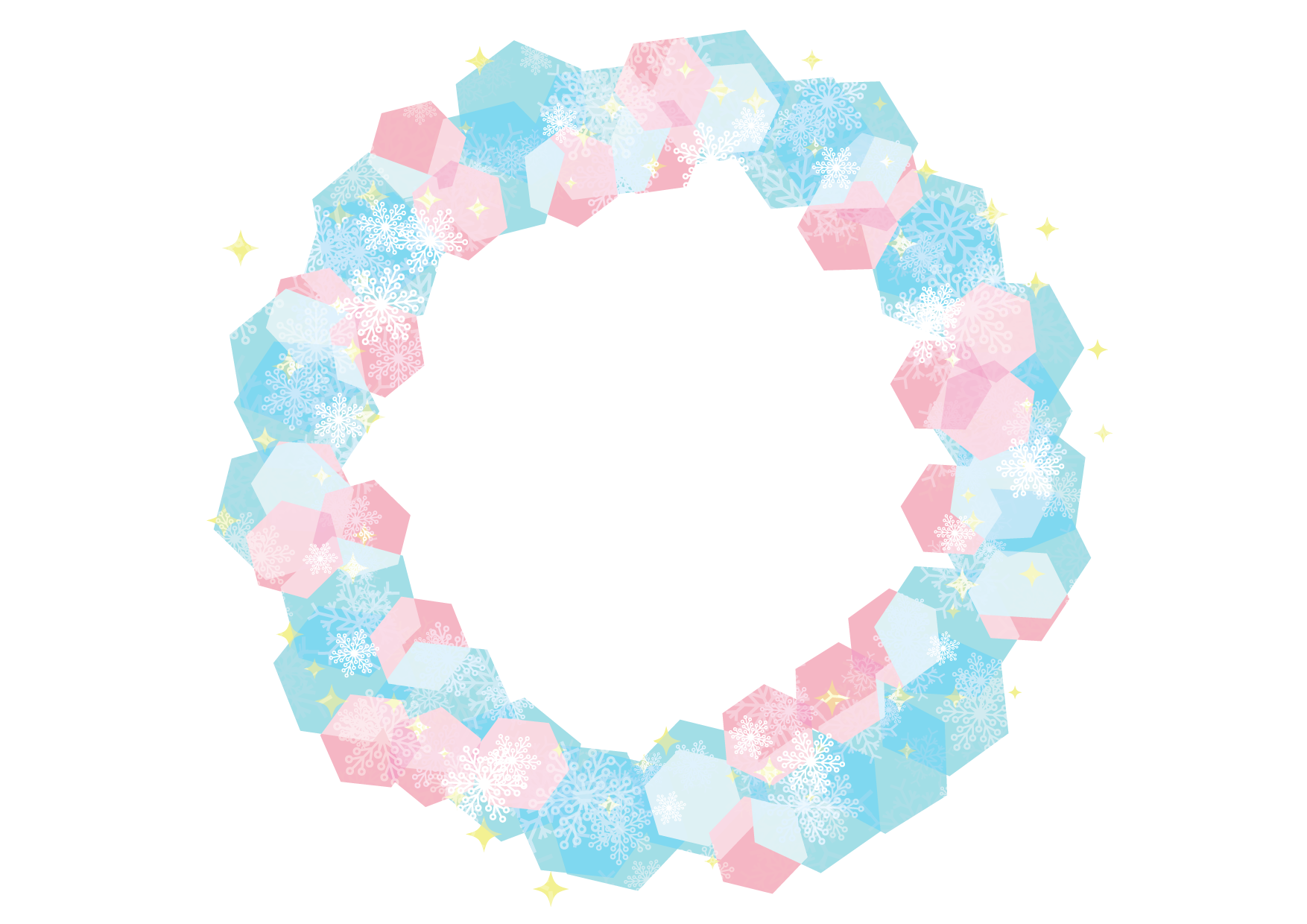可愛いイラスト無料｜雪の結晶　フレーム　背景　青 − free illustration Snowflakes frame background blue