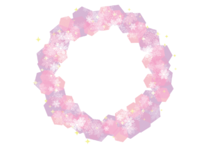 雪の結晶　背景　フレーム　ピンク　イラスト　無料
