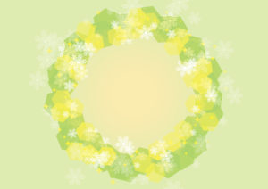 雪の結晶　背景　フレーム　緑　イラスト　無料