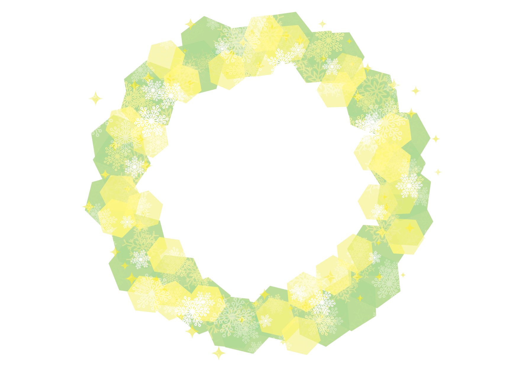 雪の結晶　背景　フレーム　緑　イラスト　無料