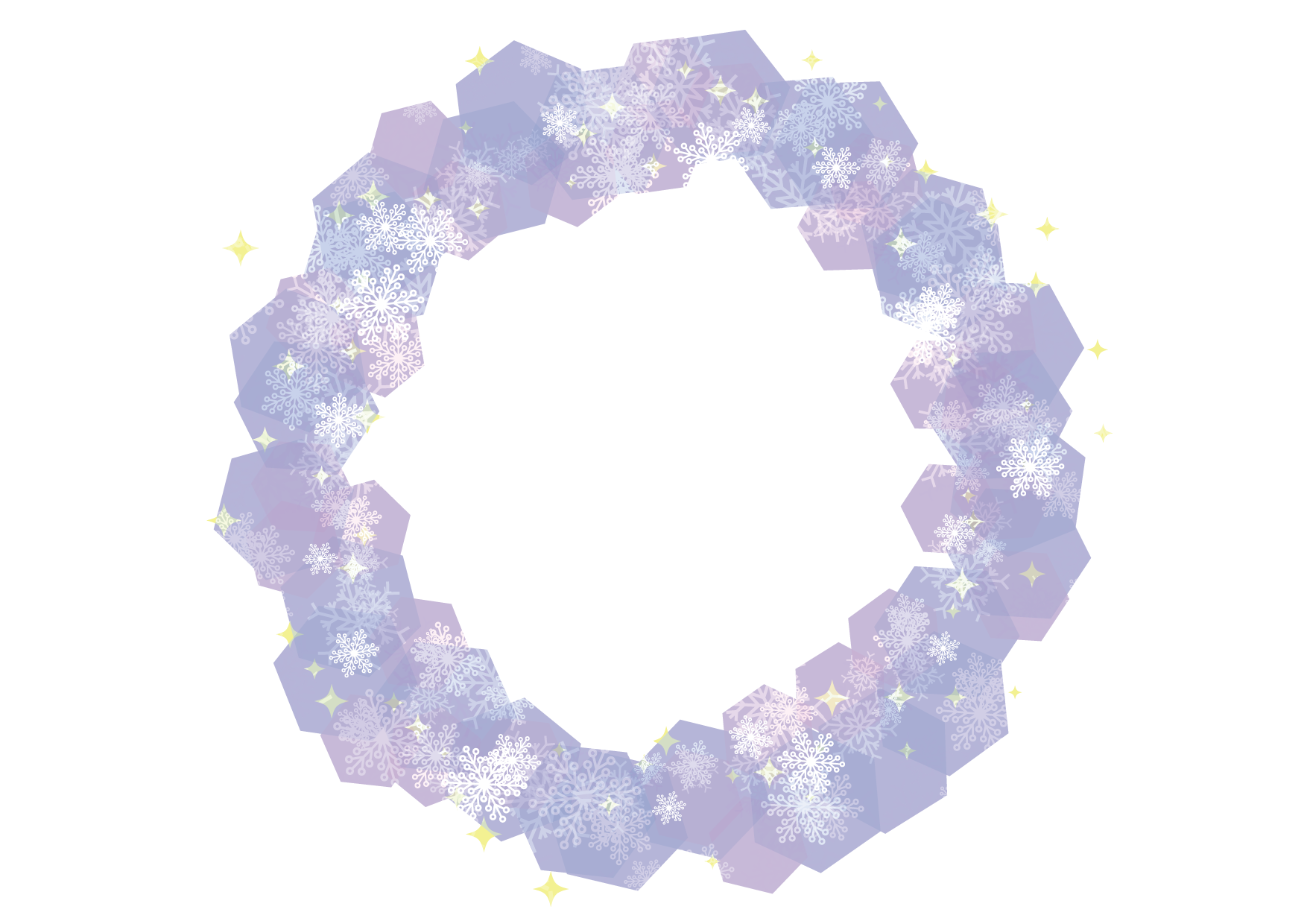 可愛いイラスト無料｜雪の結晶　フレーム　背景　紫色 − free illustration Snowflakes frame background purple