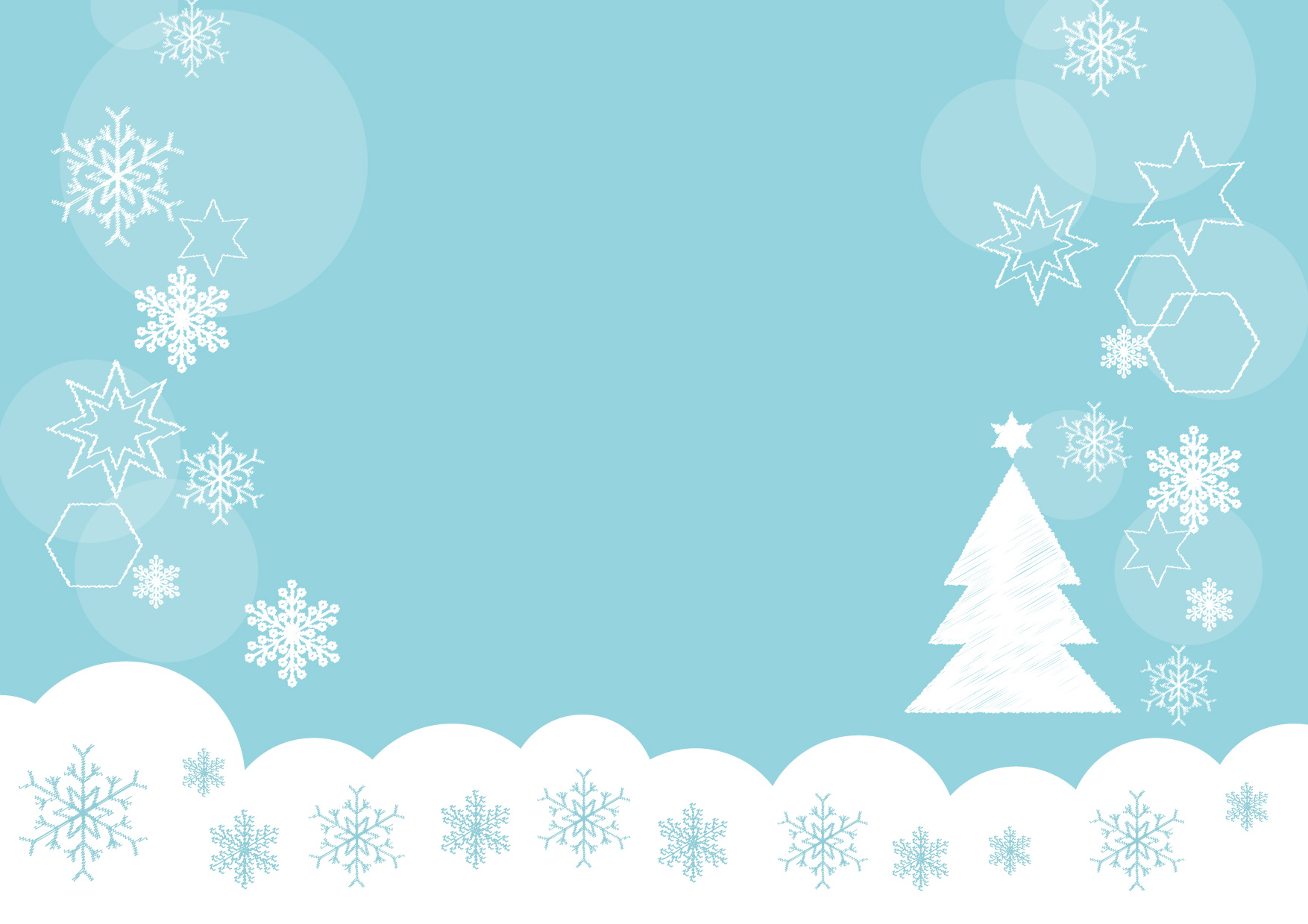 可愛いイラスト無料｜雪の結晶　クリスマスツリー　青色　背景 − free illustration Snowflakes Christmas tree blue background