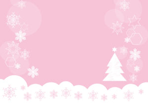雪の結晶　クリスマスツリー　ピンク　背景　イラスト　無料