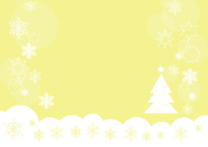 雪の結晶　クリスマスツリー　黄色　背景　イラスト　無料