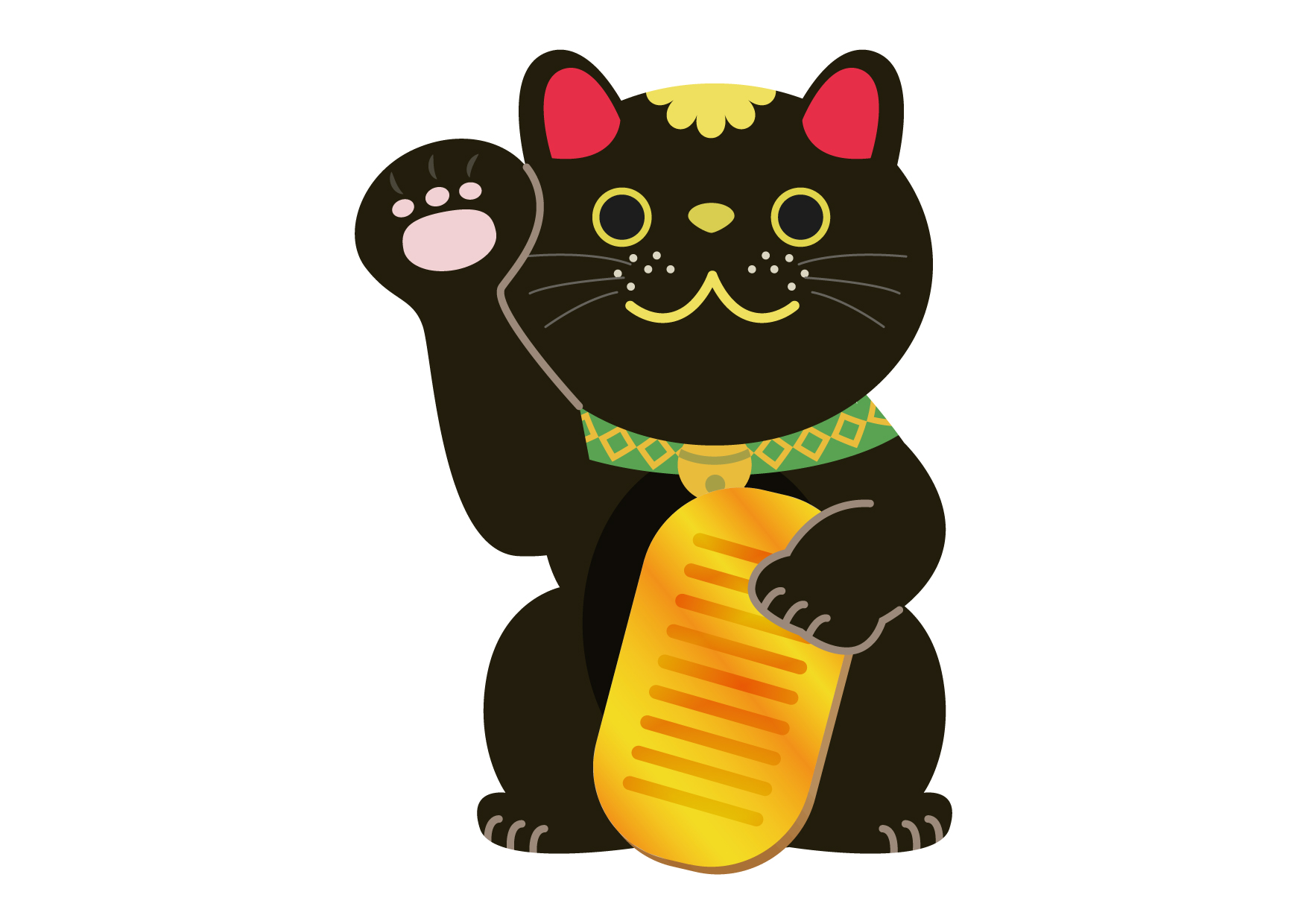 可愛いイラスト無料｜招き猫　右手　黒猫 − free illustration Maneki Neko right hand black cat