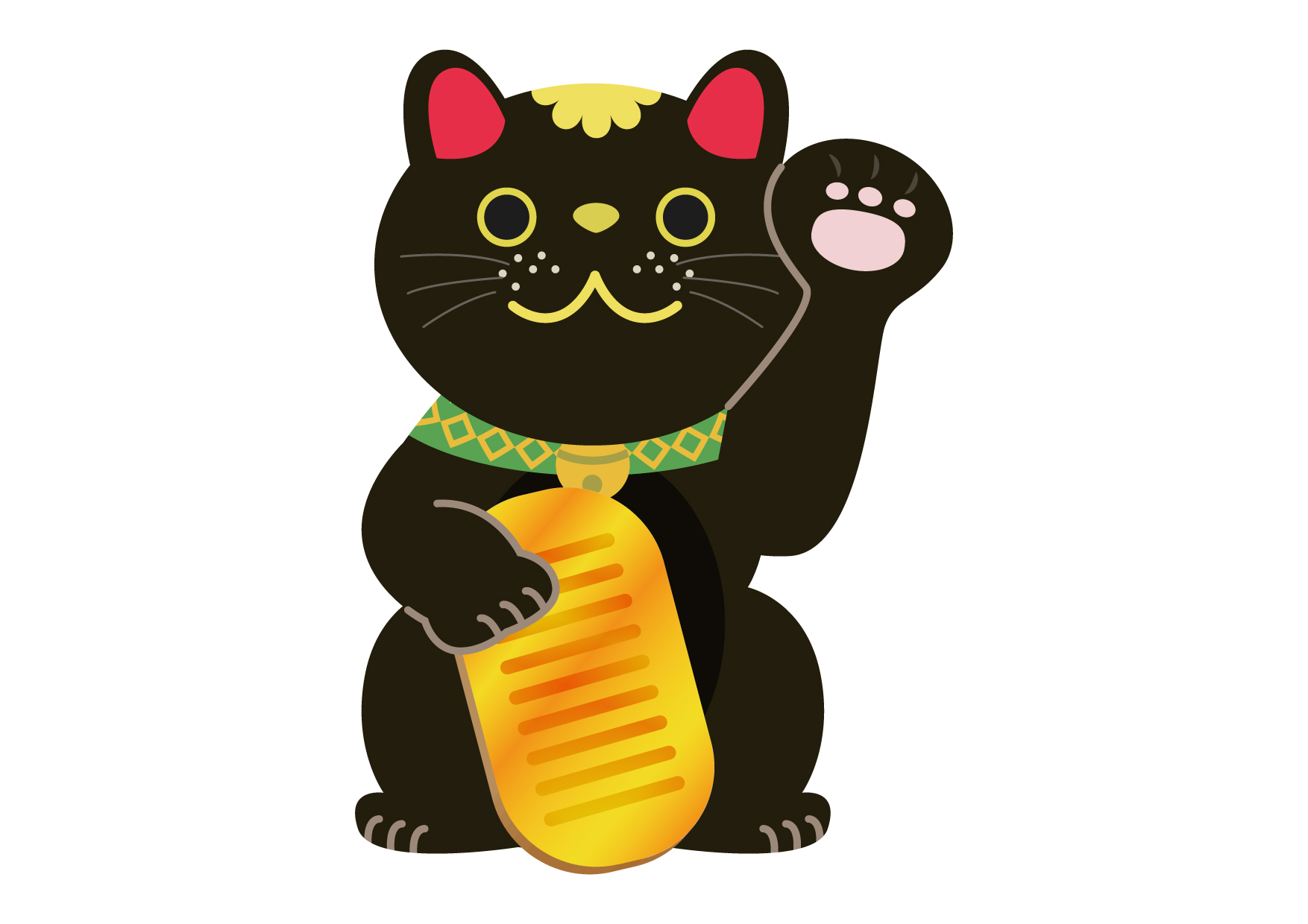 可愛いイラスト無料｜招き猫　左手　黒猫 − free illustration Maneki Neko left hand black cat
