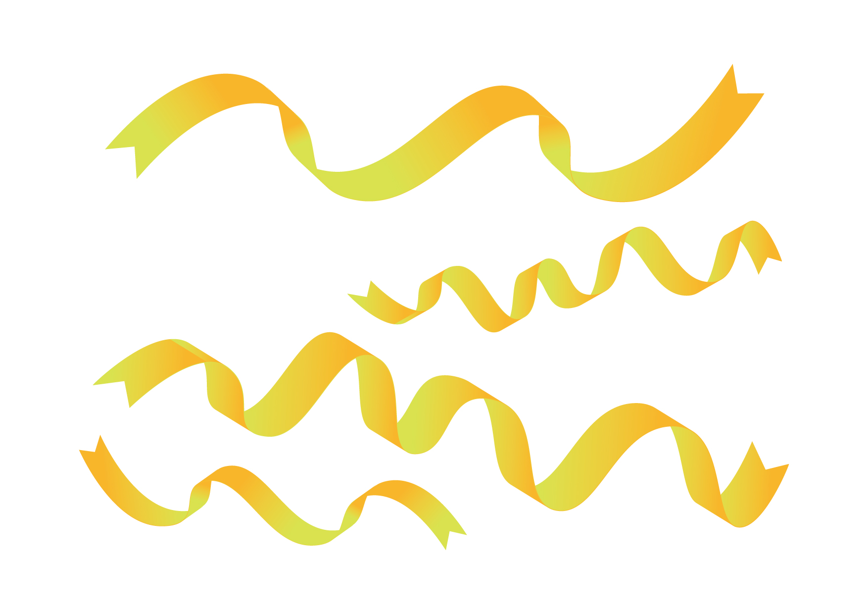可愛いイラスト無料｜リボン　ひらひら　黄色 − free illustration Ribbon fluttering yellow