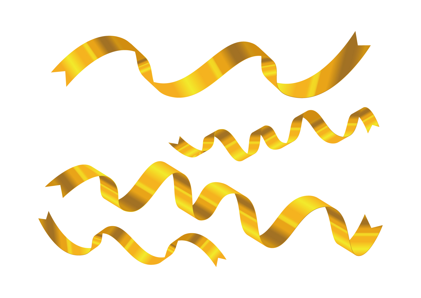 可愛いイラスト無料｜リボン　ひらひら　光沢　ゴールド − free illustration Ribbon fluttering luster gold
